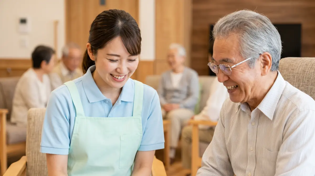 介護施設で働く介護スタッフの様子