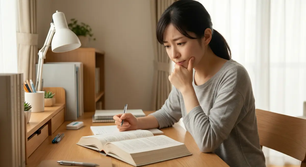 実務者研修の自宅学習が間に合わせないと焦る様子